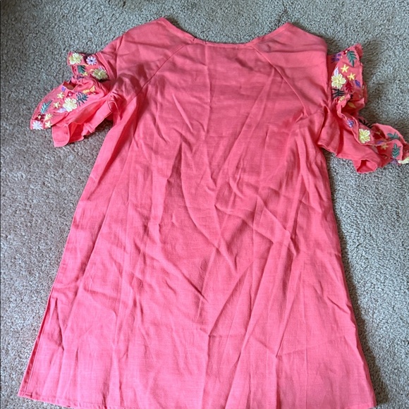 Truly Me Coral Dress with Floral Accents - Picture 3 of 3